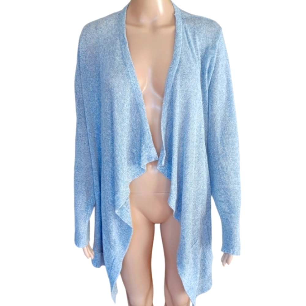 White + Warren Womens Lavender Purple Cardigan Assymetric With Pockets Medium - Picture 2 of 9